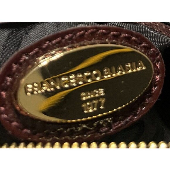 Francesco Biasia Burgundy Patent Leather Top Handle Satchel Double Handle Purse - Picture 6 of 10